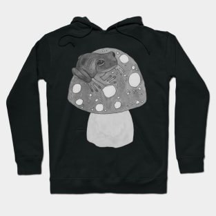 Black and white frog on mushroom Hoodie